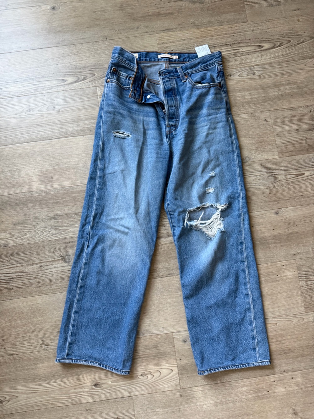 Levi's Light Blue Boot Cut Distressed Jeans